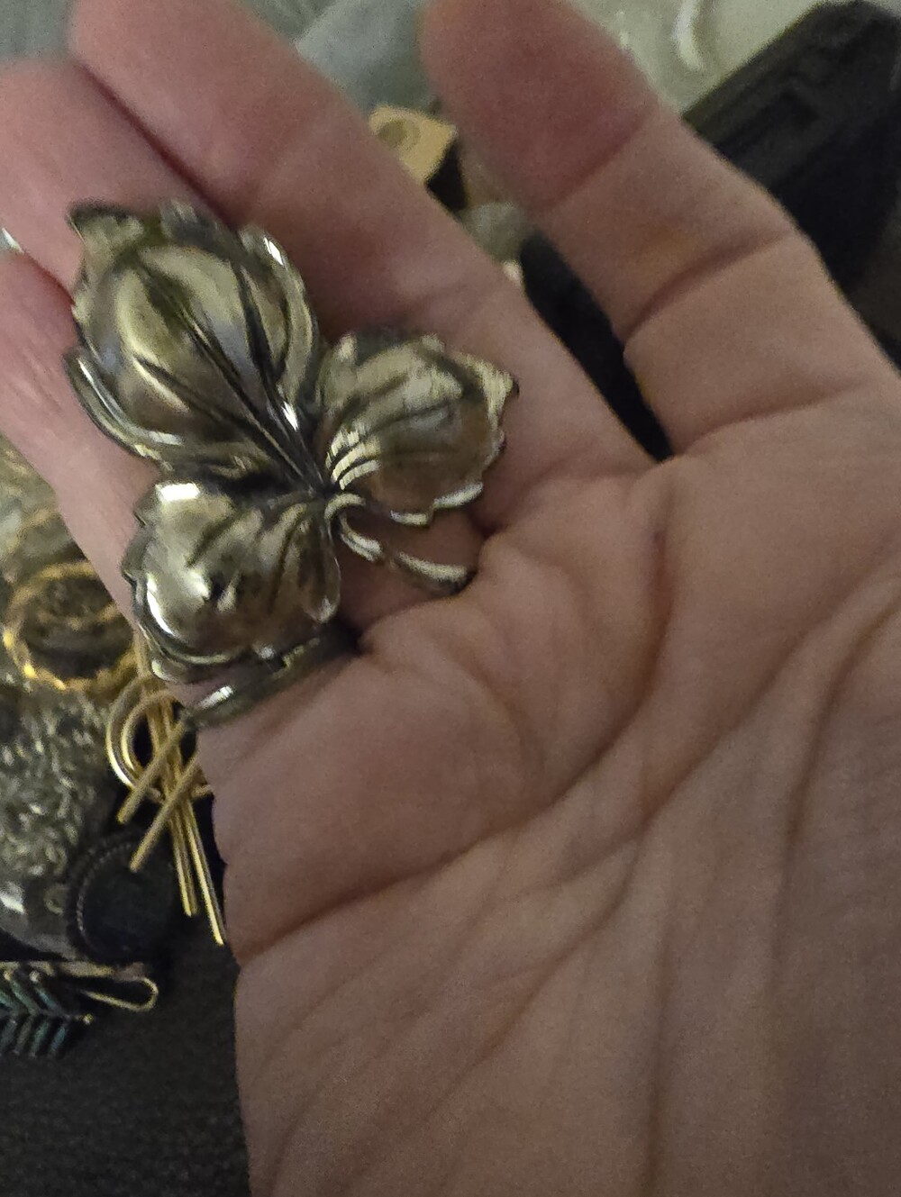 Sterling Silver Floral Leaf Pin Brooch Vintage Signed JEWELART - Women Jewelry